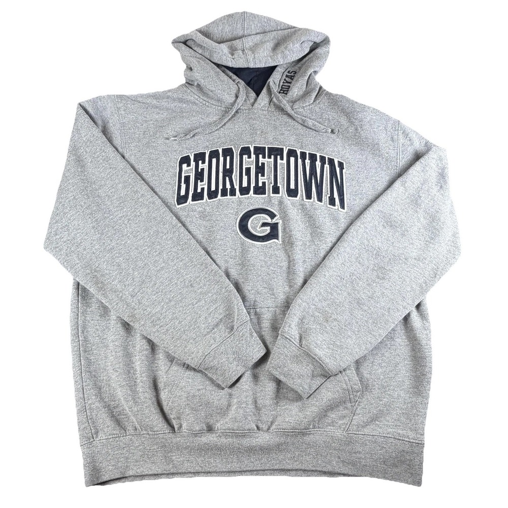 Georgetown Hoyas Hoodie Mens Large Gray Stadium Athletics Pullover Sweatshirt